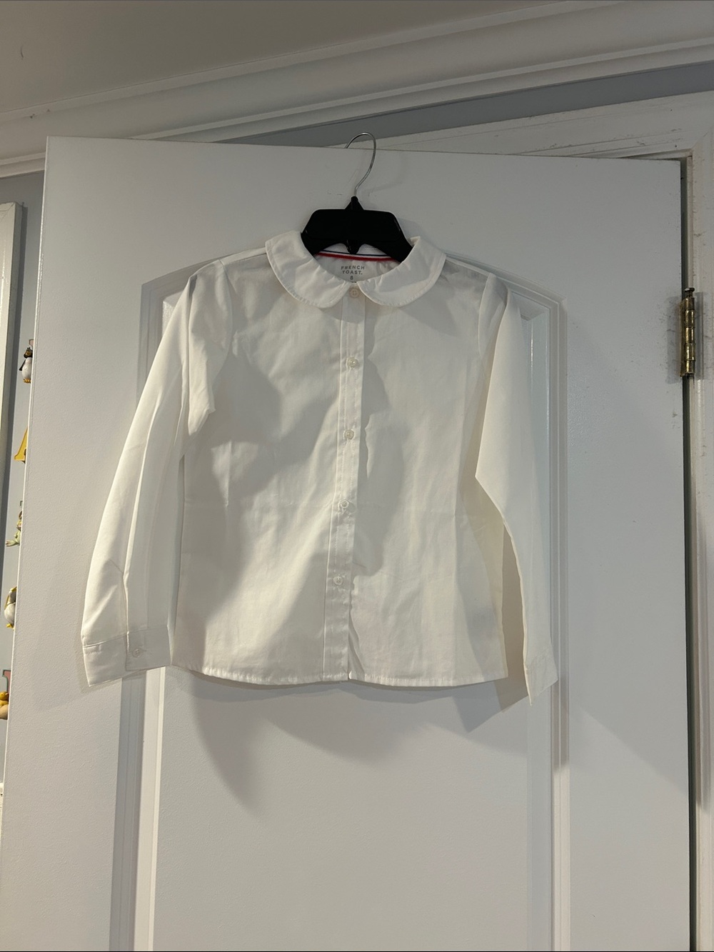 Girls White Peter Pan Collar Button-Down Blouse